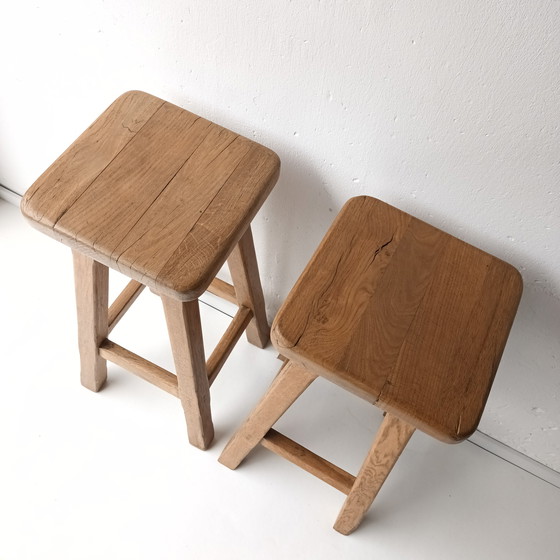 Image 1 of 2 x vintage houten barkrukken