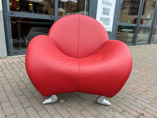 Leolux Papageno Fauteuil rood leer Stoel