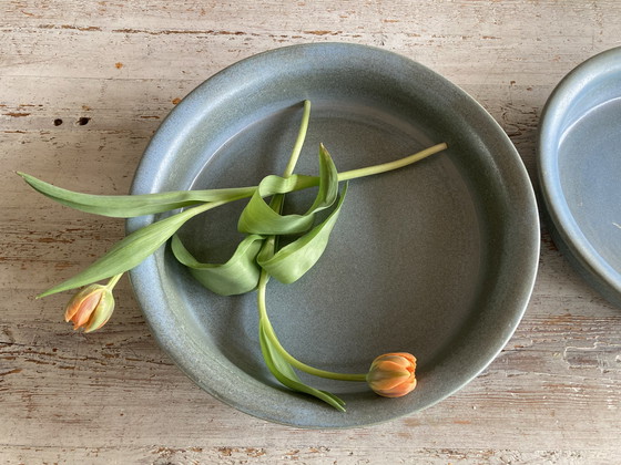 Image 1 of 2x Vintage grote handgemaakte keramieken schalen