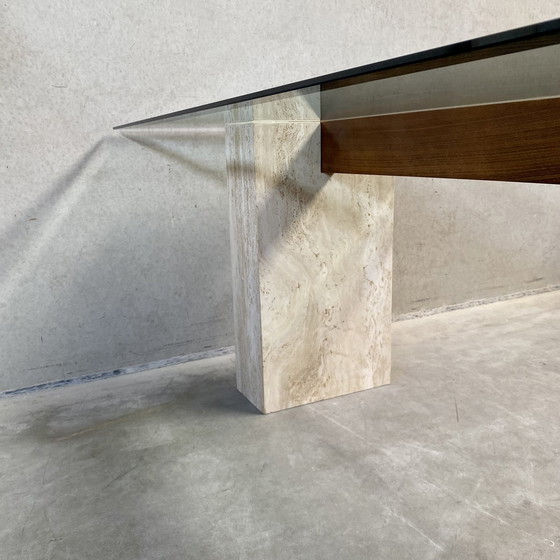 Image 1 of Top Artedi Travertin eettafel met glas
