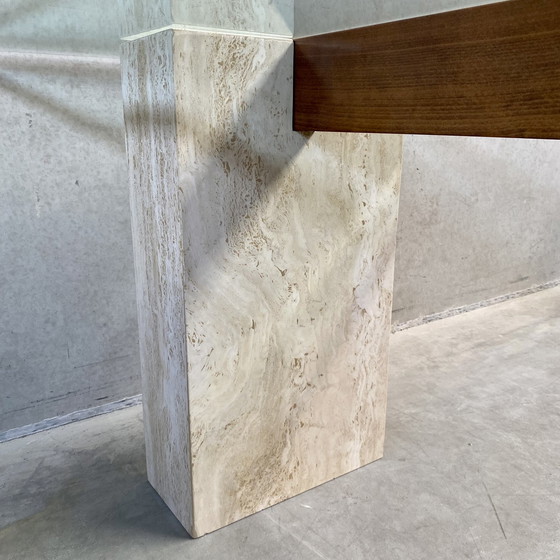 Image 1 of Top Artedi Travertin eettafel met glas