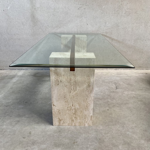 Top Artedi Travertin eettafel met glas