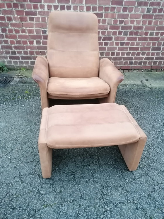 Image 1 of De Sede fauteuil en poef DS-50 in buffelleer