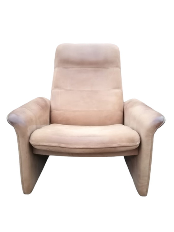 Image 1 of De Sede fauteuil en poef DS-50 in buffelleer