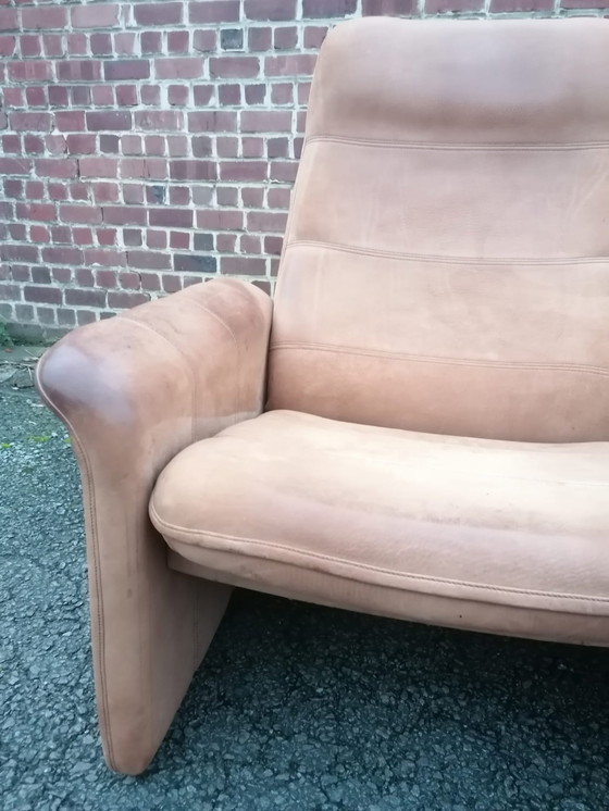 Image 1 of De Sede fauteuil en poef DS-50 in buffelleer