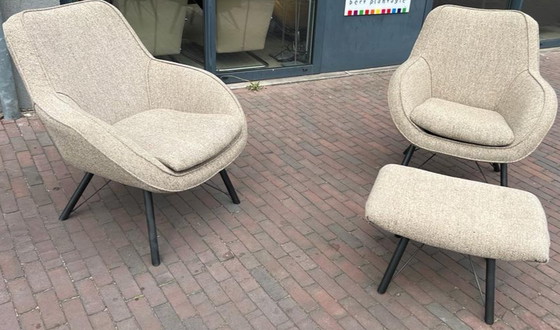 Image 1 of 2x Nix Design Joe fauteuil + voetenbank