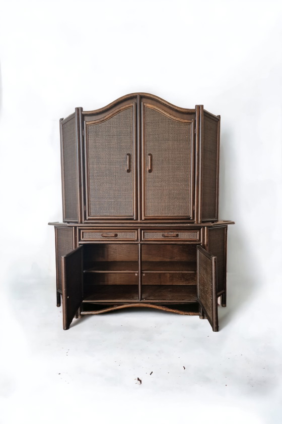 Image 1 of Highboard van Rotan Rieten singelband, jaren 70