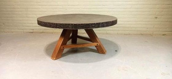 Image 1 of Vintage brutalistische salontafel, rond