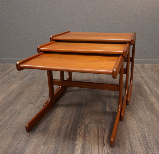 Image 1 of 3x Salin Nyborg Mid Century Teak bijzettafels