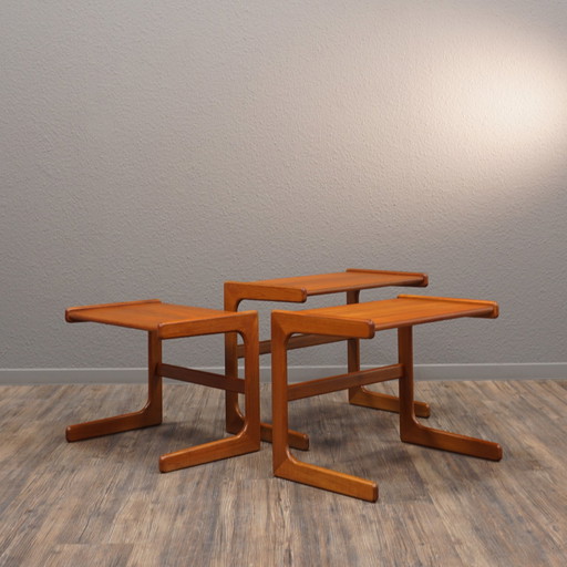 3x Salin Nyborg Mid Century Teak bijzettafels