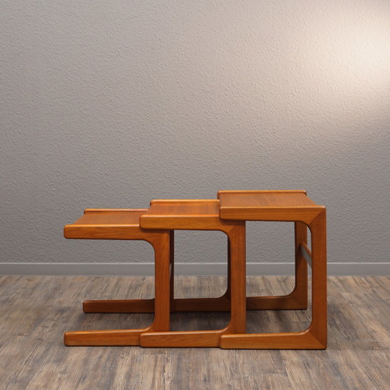 Image 1 of 3x Salin Nyborg Mid Century Teak bijzettafels