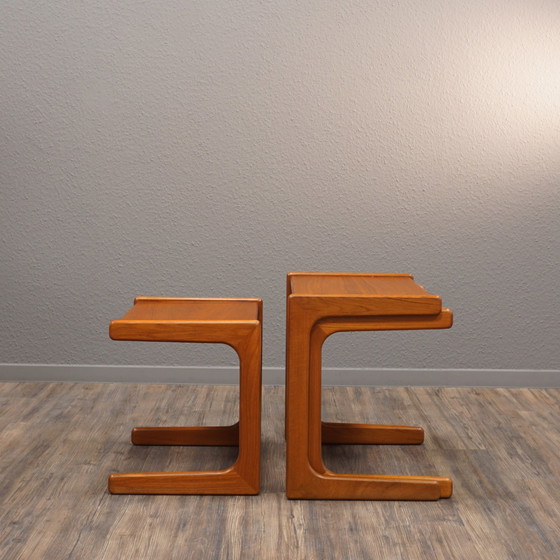 Image 1 of 3x Salin Nyborg Mid Century Teak bijzettafels