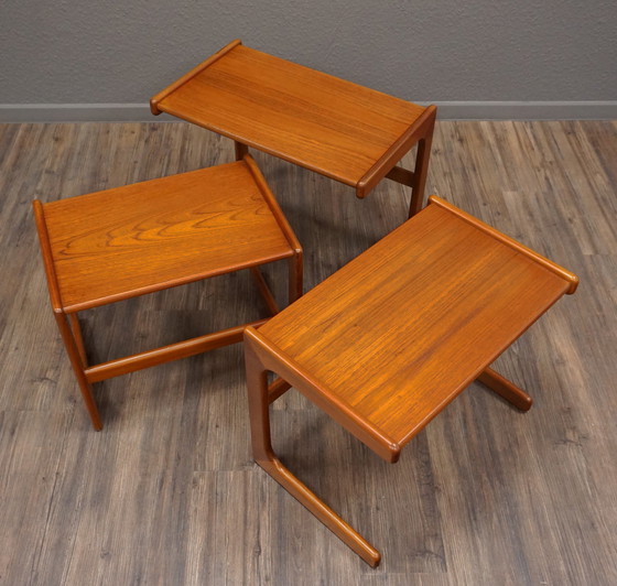 Image 1 of 3x Salin Nyborg Mid Century Teak bijzettafels