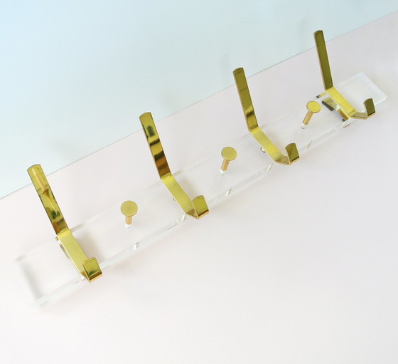 Image 1 of Vintage Messing Kapstok + 4 Kledinghangers