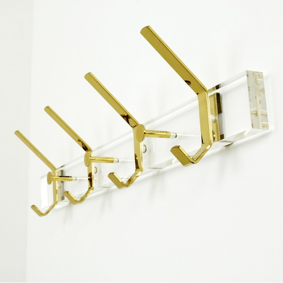 Image 1 of Vintage Messing Kapstok + 4 Kledinghangers