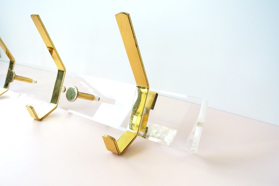 Image 1 of Vintage Messing Kapstok + 4 Kledinghangers