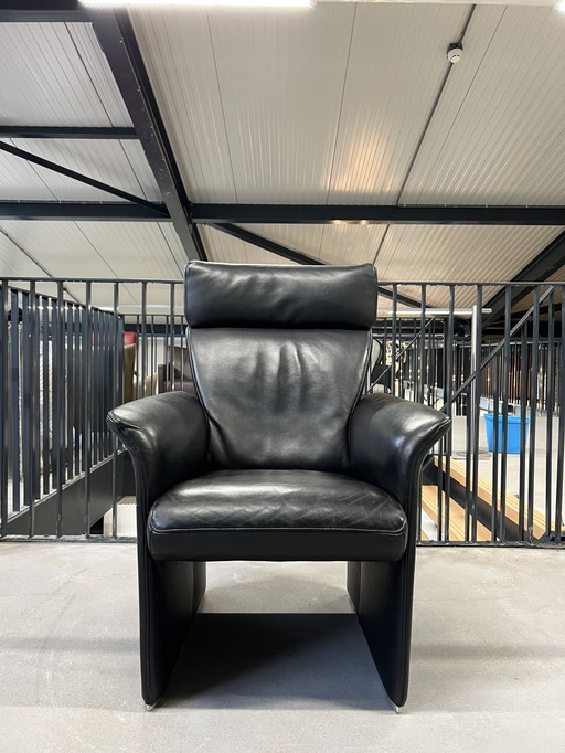 Jori Aqua fauteuil zwart leer