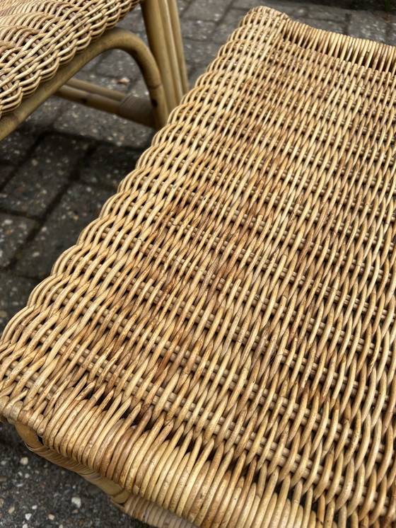 Image 1 of Rotan ligstoel + hocker