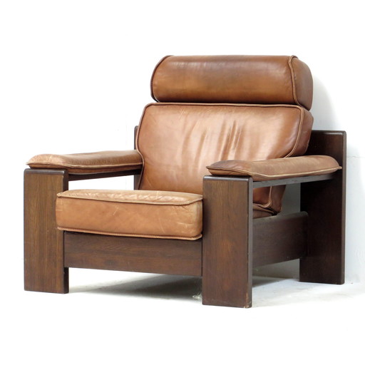 Leolux fauteuil in cognac leer