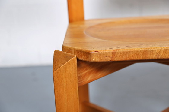 Image 1 of 4 x Vintage iepenhouten eetkamerstoelen