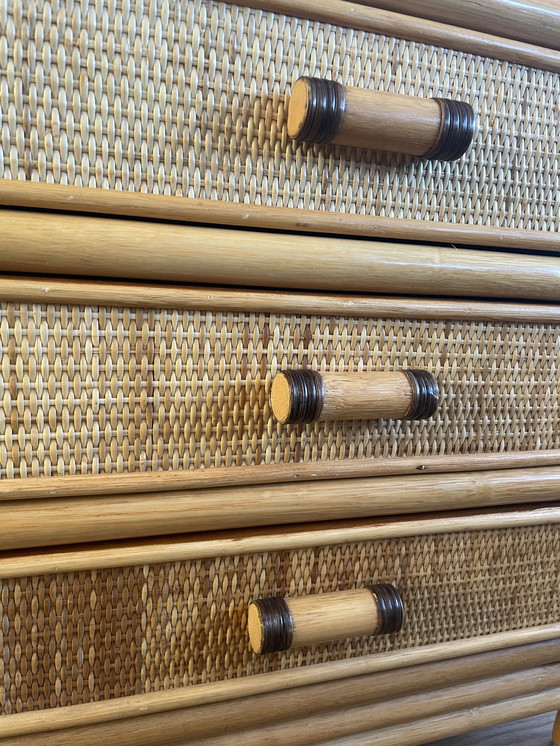 Image 1 of Vintage rotan/ rieten bed met 2 kastjes