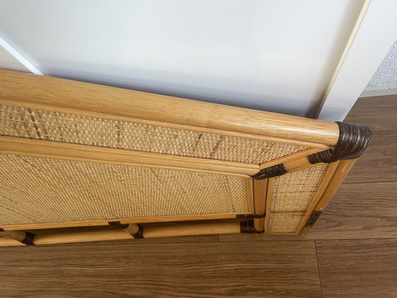 Image 1 of Vintage rotan/ rieten bed met 2 kastjes