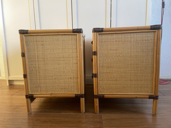 Image 1 of Vintage rotan/ rieten bed met 2 kastjes
