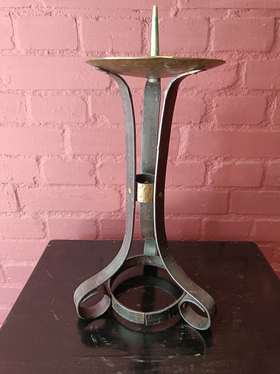 Image 1 of Vintage brutalist metalen kandelaar