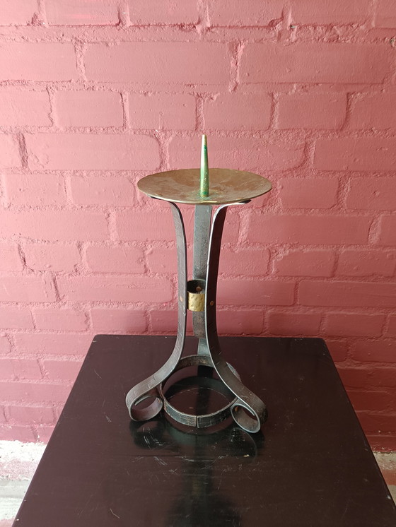 Image 1 of Vintage brutalist metalen kandelaar
