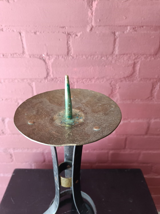 Image 1 of Vintage brutalist metalen kandelaar