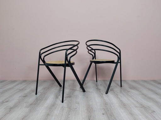 2x Vintage buisframe stoel