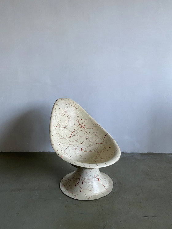 Image 1 of Zeldzame op maat gemaakte glasvezel 'Jackson Pollock' Shell Chair, VS, jaren 60