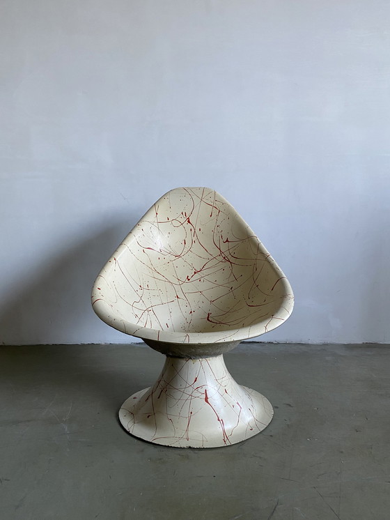 Image 1 of Zeldzame op maat gemaakte glasvezel 'Jackson Pollock' Shell Chair, VS, jaren 60