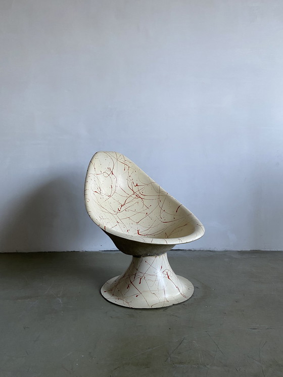 Image 1 of Zeldzame op maat gemaakte glasvezel 'Jackson Pollock' Shell Chair, VS, jaren 60