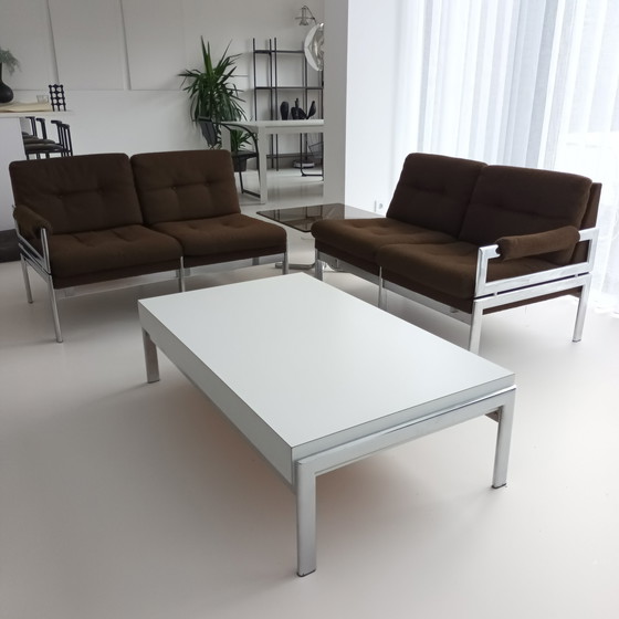 Image 1 of Vintage mid century Hoekbankset met hoektafel en salontafel