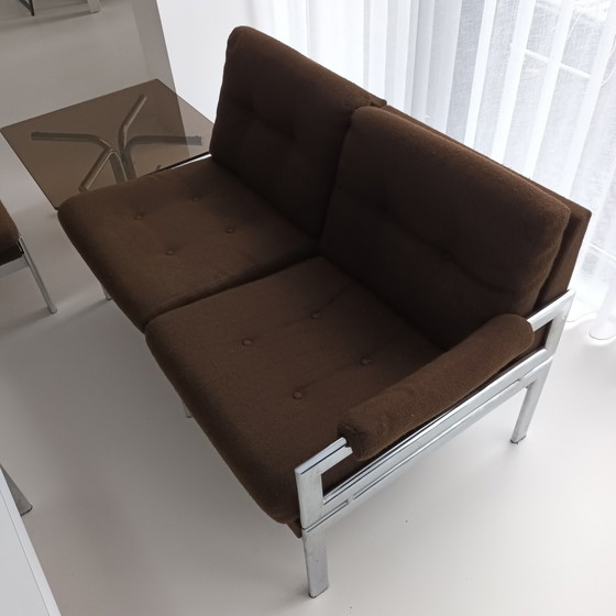 Image 1 of Vintage mid century Hoekbankset met hoektafel en salontafel