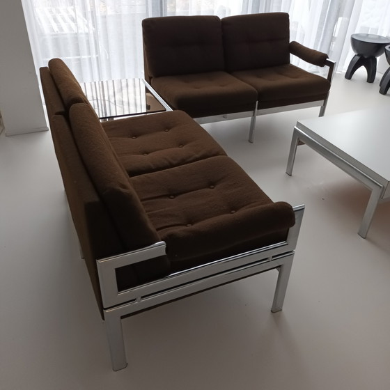 Image 1 of Vintage mid century Hoekbankset met hoektafel en salontafel