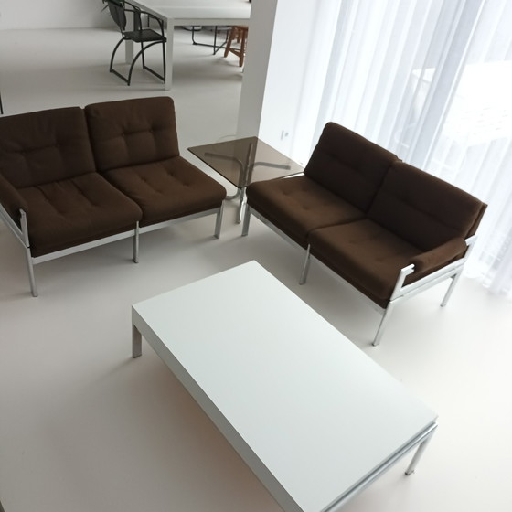 Image 1 of Vintage mid century Hoekbankset met hoektafel en salontafel