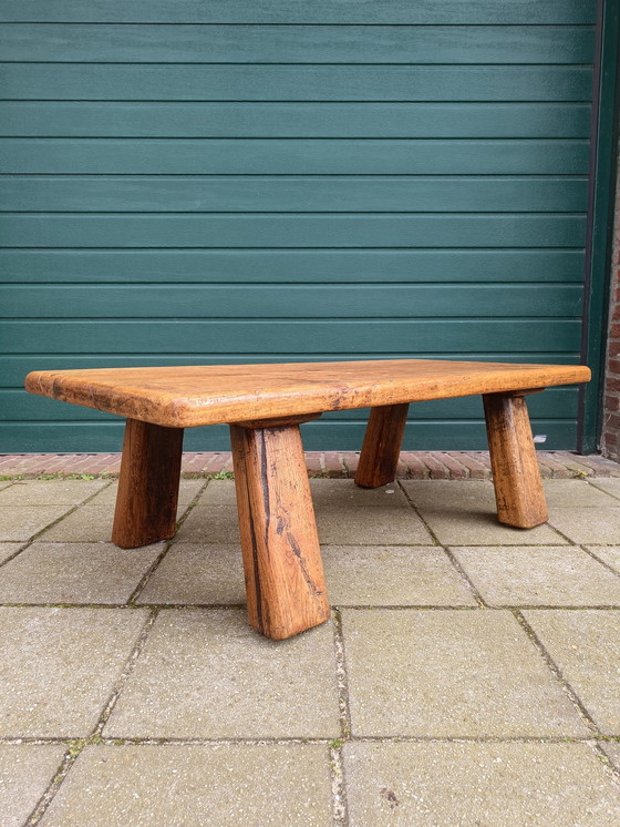 Image 1 of Brutalist eiken salontafel
