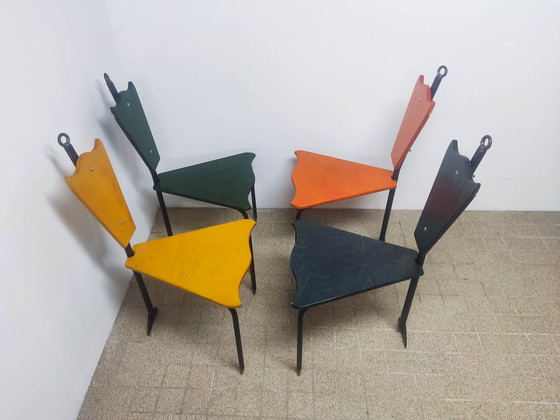 Image 1 of 4x Eetkamerstoelen van Jos Laugs