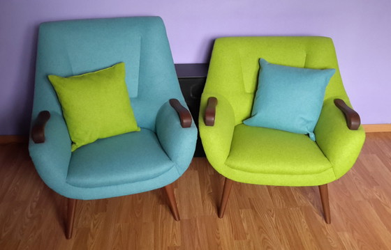 Image 1 of 2x Vintage teak fauteuils jaren 50/60