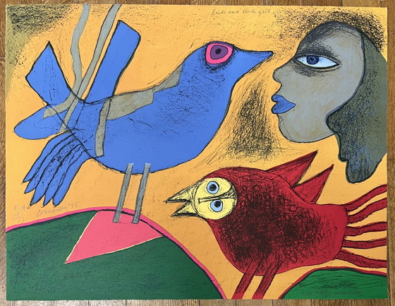 Image 1 of Guillaume Corneille Lithografie Vogels