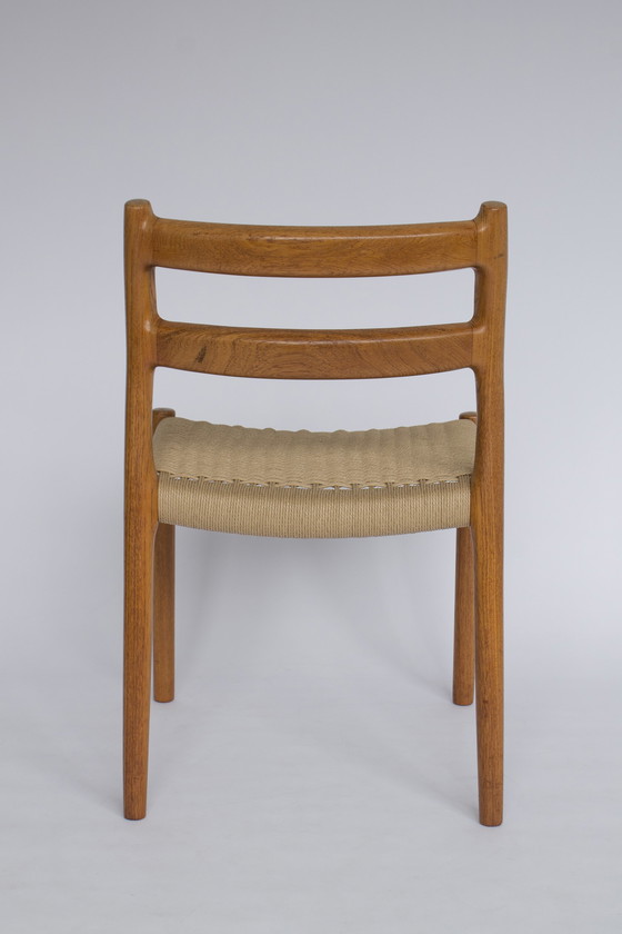 Image 1 of 6 Niels Moller Mid century teakhouten eetkamerstoelen met papercord zittingen door Niels O. Møller voor JL Moller, Model 84, Den