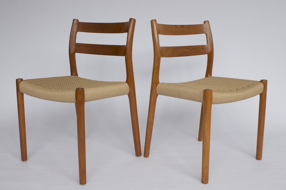 Image 1 of 6 Niels Moller Mid century teakhouten eetkamerstoelen met papercord zittingen door Niels O. Møller voor JL Moller, Model 84, Den