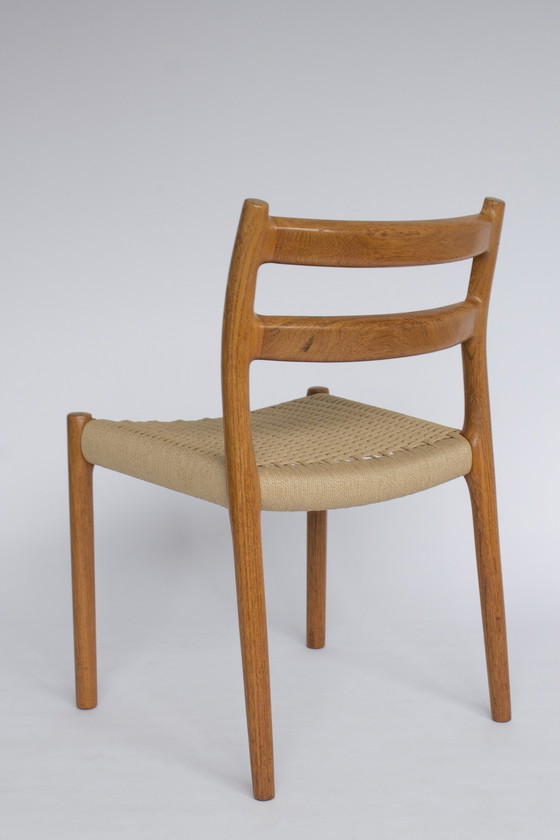 Image 1 of 6 Niels Moller Mid century teakhouten eetkamerstoelen met papercord zittingen door Niels O. Møller voor JL Moller, Model 84, Den