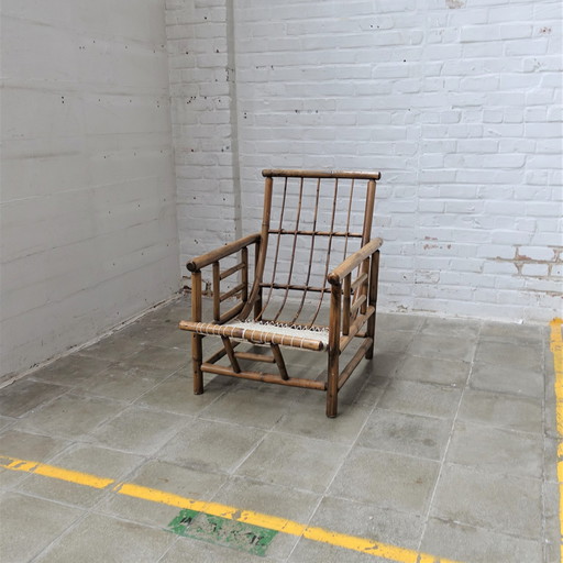 Vintage Franse bamboe stoel
