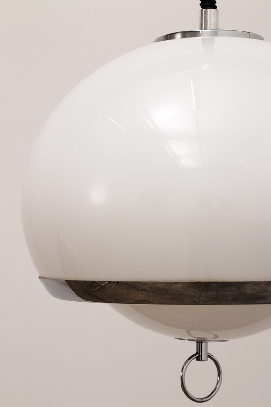 Image 1 of Opaline space age Duitse hanglamp met harmonica koord