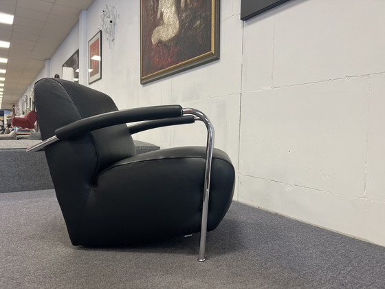 Image 1 of Leolux Scylla fauteuil zwart leer Design stoel