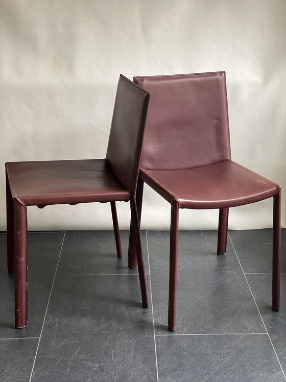 Image 1 of Paar Italiaanse Arben eetkamerstoelen uit de jaren 70