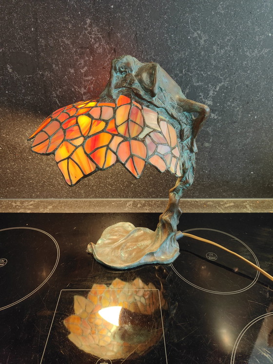 Image 1 of Vintage E Thomasson Art Nouveau Bronzen Daphne Lamp